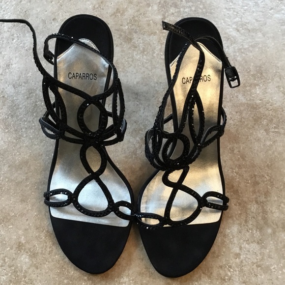 Like-new Caparros Black Beaded Heel - Picture 1 of 4